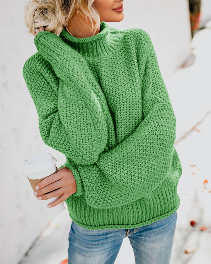 Saodimallsu Damen Pullover Rollkragen Oversized Fledermaus Langarm Sweatshirt Lose Grobstrick Casual