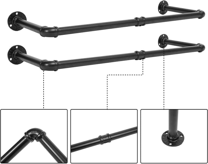 HOOBRO Industrierohr Kleiderstangen 2er Set, 80 cm Garderobenstangen Wandmontage, Abnehmbare Kleider