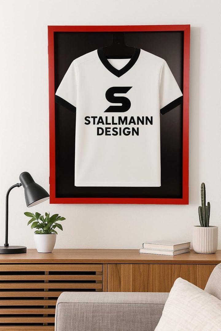 Trikotrahmen mit Drehtür – 'Rot' - Rückwand Schwarz | Grösse: 90x70cm - von vorne bestückbar - stabi