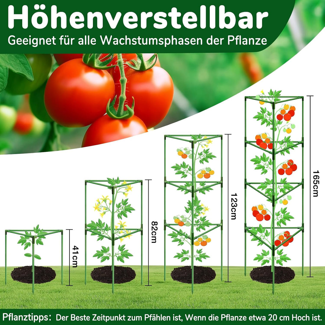 ZeeDix Tomaten Rankhilfe 6 Stück,165cm Stabile Pflanzen Rankhilfe | Höhenverstellbare Rankhilfe für