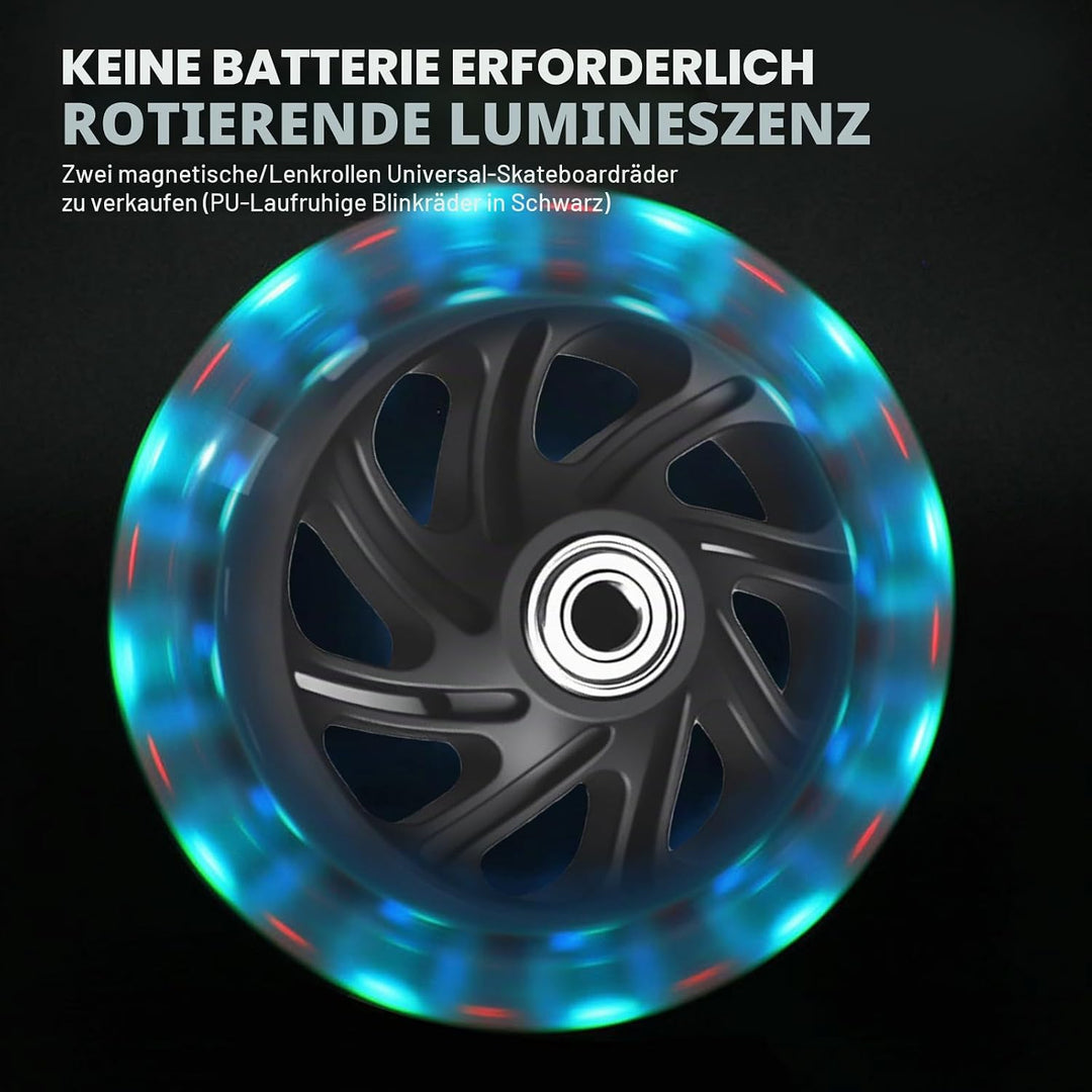 2 Stück Leuchtende Stunt Scooter Räder 100mm, Scooter Rollen LED-Lichtrollen mit ABEC-9 Lager, Hell