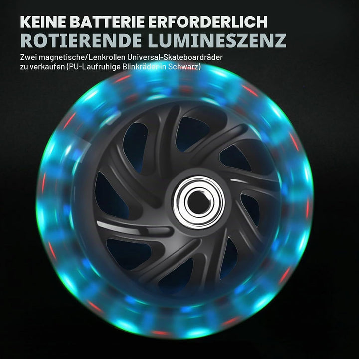 2 Stück Leuchtende Stunt Scooter Räder 100mm, Scooter Rollen LED-Lichtrollen mit ABEC-9 Lager, Hell