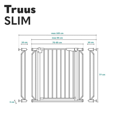 LIONELO Truus Slim Sicherheitstor, Verstellbare Breite von 75 bis 105 cm mit Press-Fit, Höhe 77 cm Ö