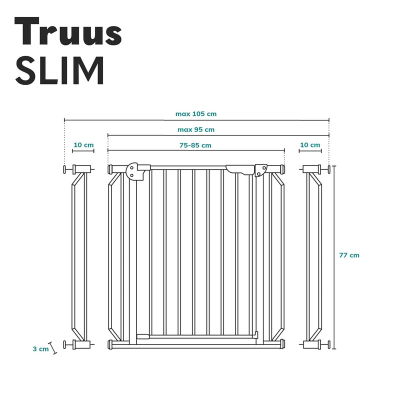 LIONELO Truus Slim Sicherheitstor, Verstellbare Breite von 75 bis 105 cm mit Press-Fit, Höhe 77 cm Ö