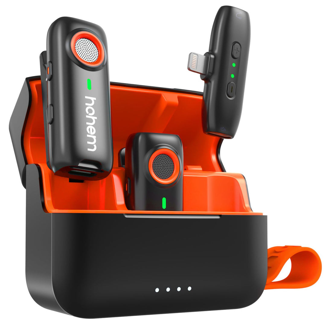 hohem MIC-01 Lavalier Mikrofon Wireless für iPhone iPad, Zweikanal-Aufnahme, 360° Tonaufnahme, 20H N