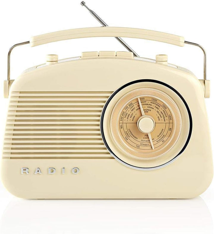 Nedis - UKW-Radio - 60 W - Bluetooth® - Retro-Design - Built-In Lithium-Ion - Integrierte Mikrofon -