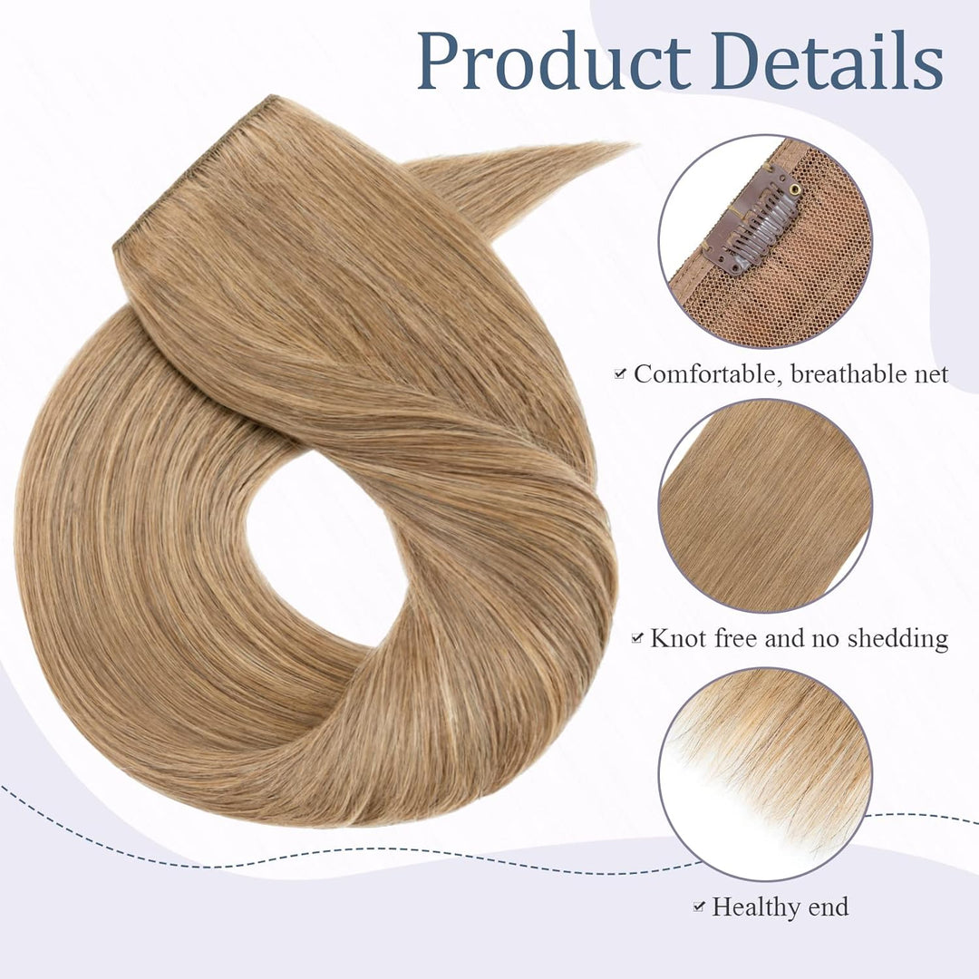 Haarteile Echthaar Extensions Clip in 1 Tresse 5 Clips Dick Haarteil Weich Haarverlängerung 100% Rem