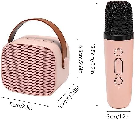 Karaoke Maschinen Set, Tragbarer Stereo Bluetooth Lautsprecher mit 2 Kabellosen Mikrofonen für Kinde