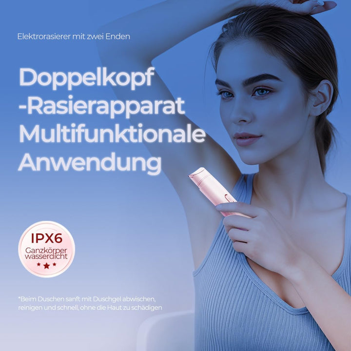 Damen-Elektrorasierer, IPX7 wasserdicht, für Nass- und Trockengebrauch geeignet, Doppelköpfe für Bei