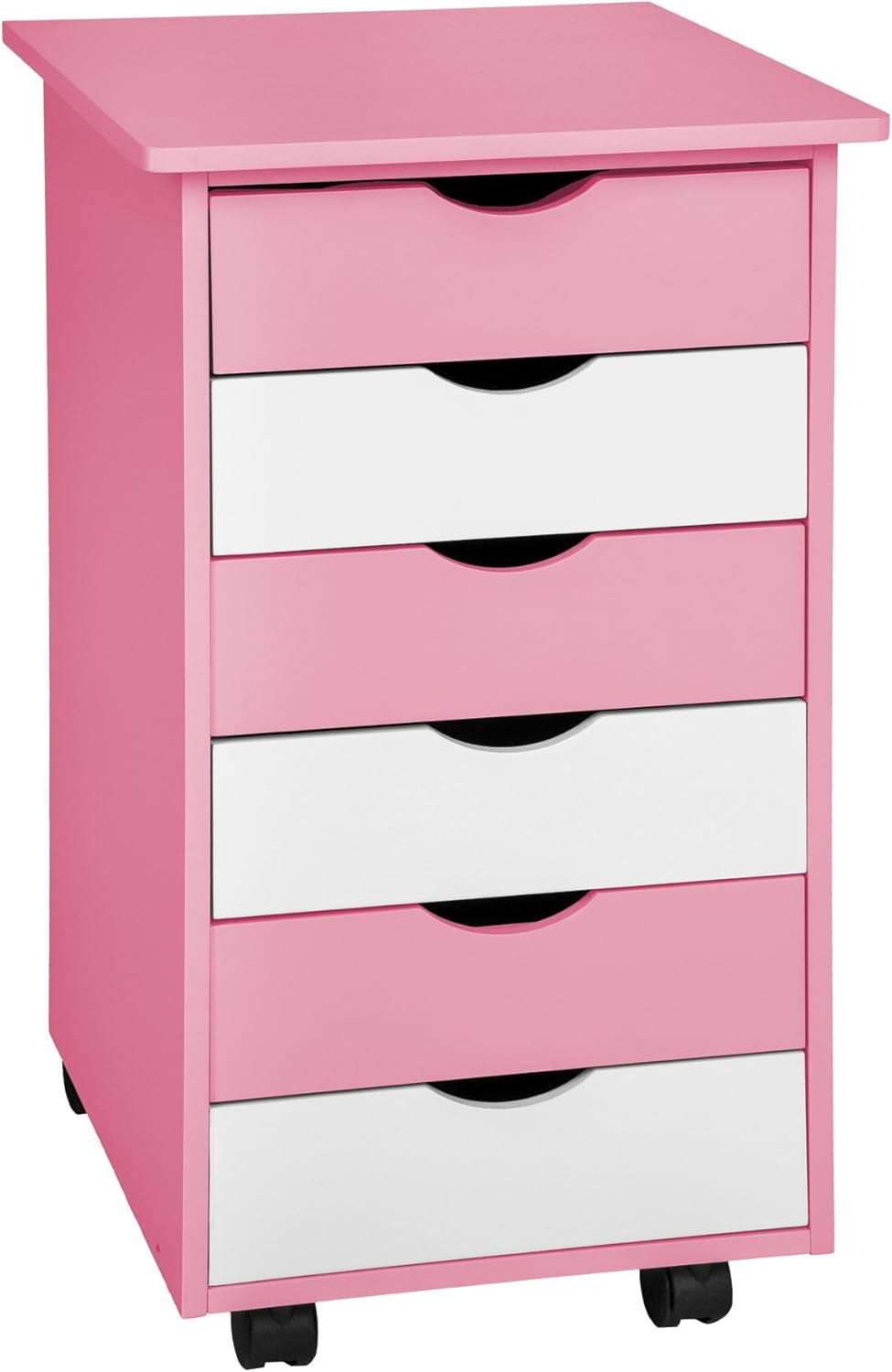 TecTake 800055 Rollcontainer mit Rollen und 6 Schubladen - diverse Farben - (Pink | Nr. 400924), Pin