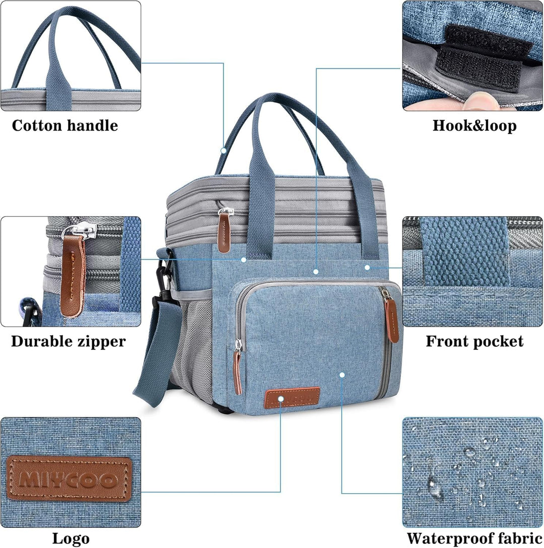 MIYCOO Kühltasche Lunchtasche für Männer und Frauen - Doppeldecker Lunchtasche, Mittagessen Tasche -