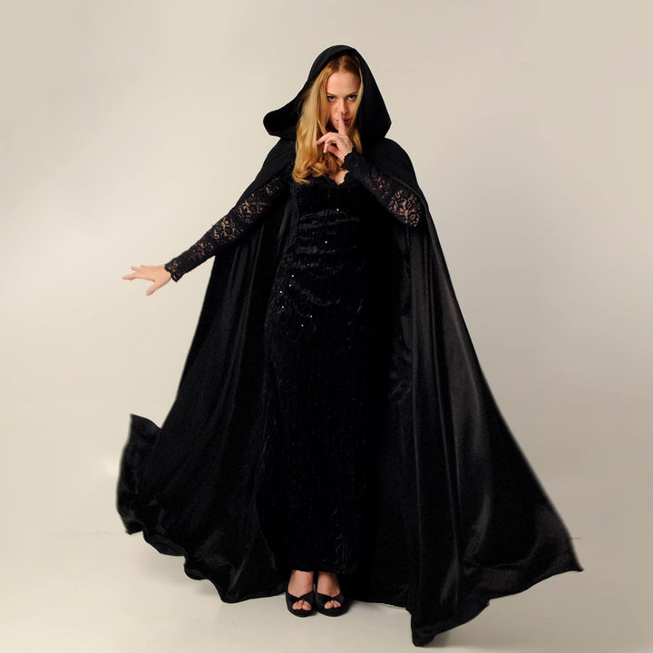 Halloween kostüm, Umhang Halloween Unisex umhang Cosplay kostüm Samt Kapuzenumhang Schwarz XXL, Schw