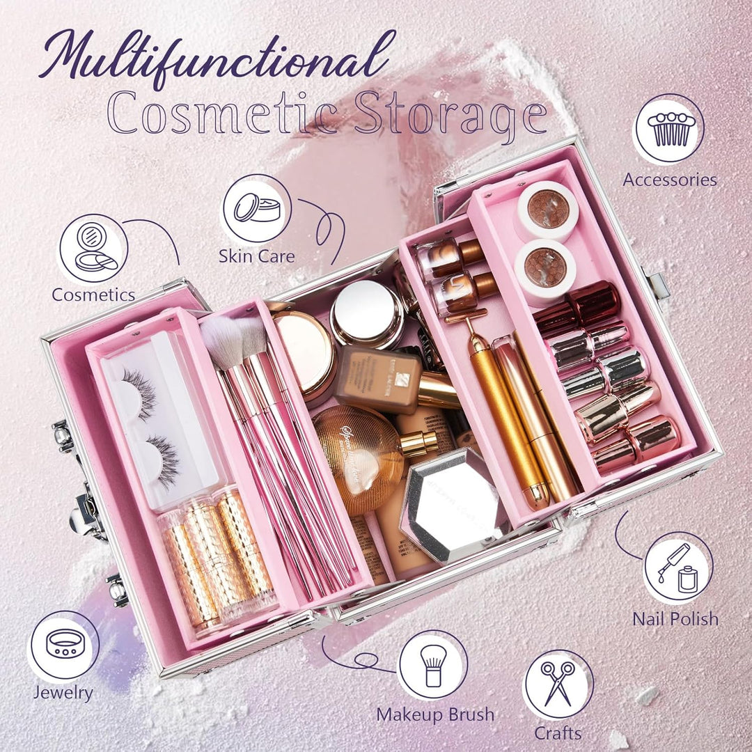 Kosmetikkoffer Schminkkoffer Leer Make up Koffer Abschliessbare Beauty Case Kosmetik Organizer mit S