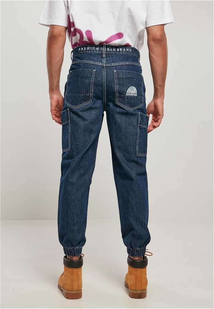 Southpole Herren Denim with Cargo Pockets, stylische Herrenjeans aus Baumwolle mit Cargo-Taschen im