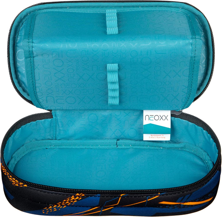 neoxx - Jump Schlamperbox - Recycelte PET-Flaschen, Hauptfach mit Reissverschluss, 10 Stifteschlaufe