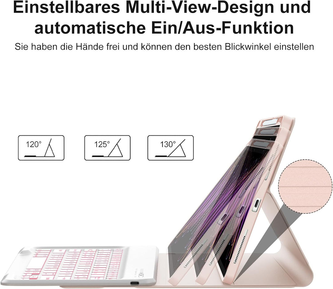 IVEOPPE Tastatur für iPad Pro 12,9 Zoll, Hülle mit Tastatur für ipad Pro 6./5./4./3. Generation, Blu