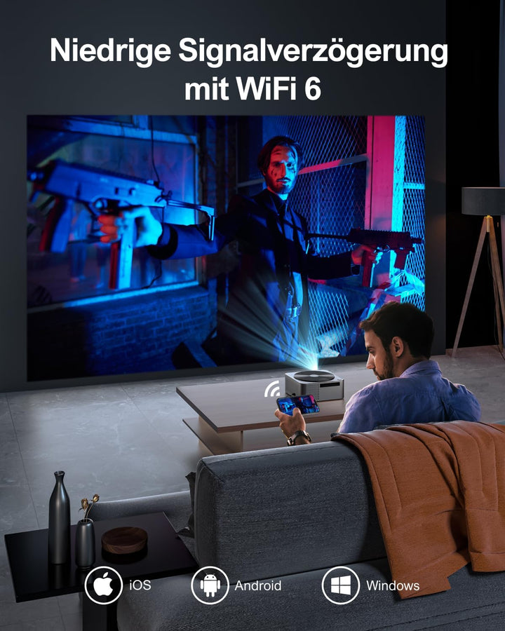 ULTIMEA Beamer WiFi Bluetooth Auto Fokus/Keystone, 700ANSI 21000 Lux, Overheadprojektor 4K, unterstü