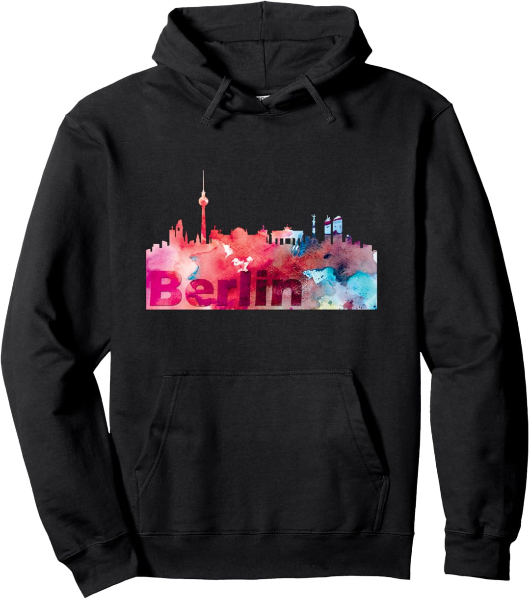 Skyline Berlin Deutschland Hauptstadt Watercolor Look Pullover Hoodie