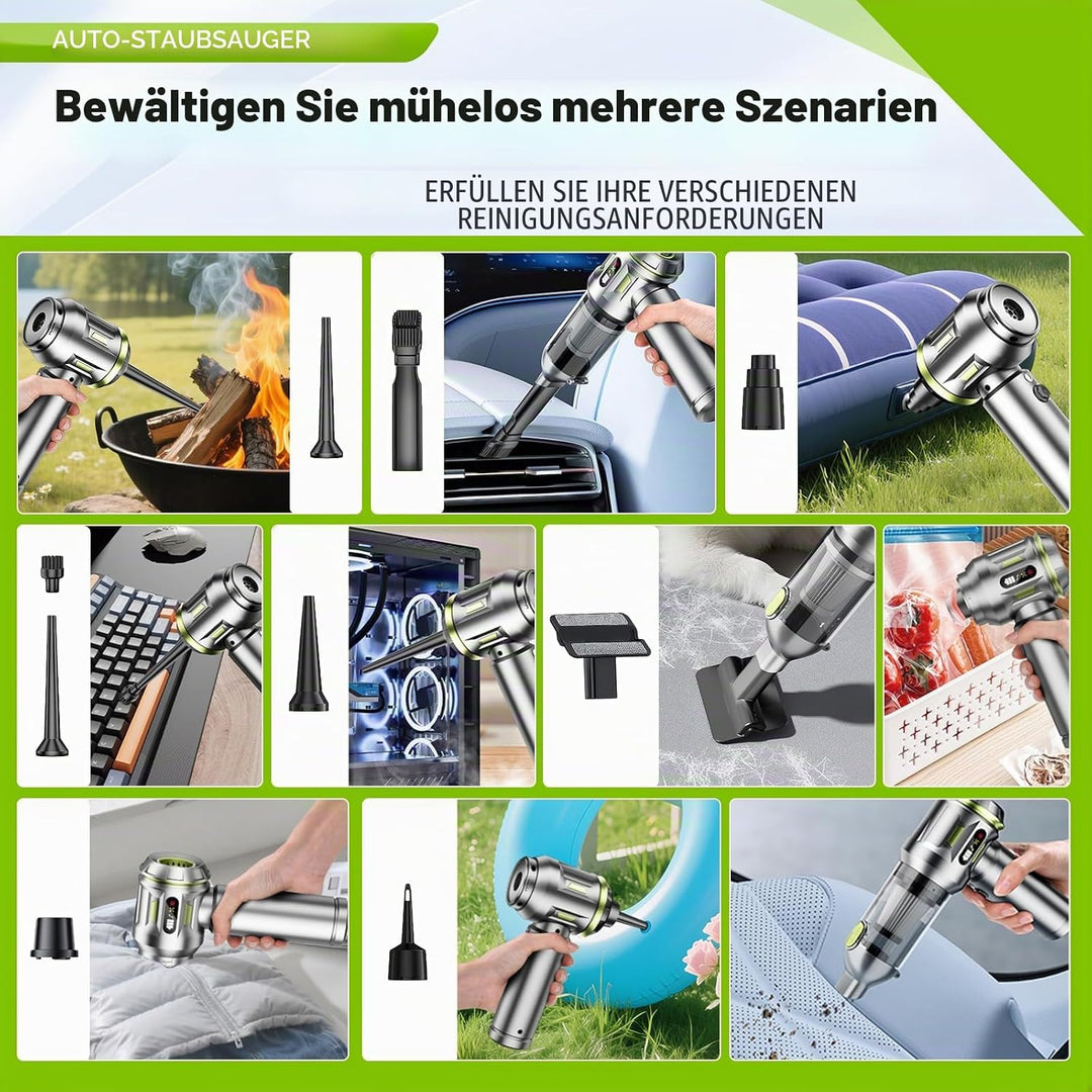 Handstaubsauger,Auto staubsauger stark,20000Pa Handstaubsauger Akku,4-in-1 Autostaubsauger,3 Gang Ak