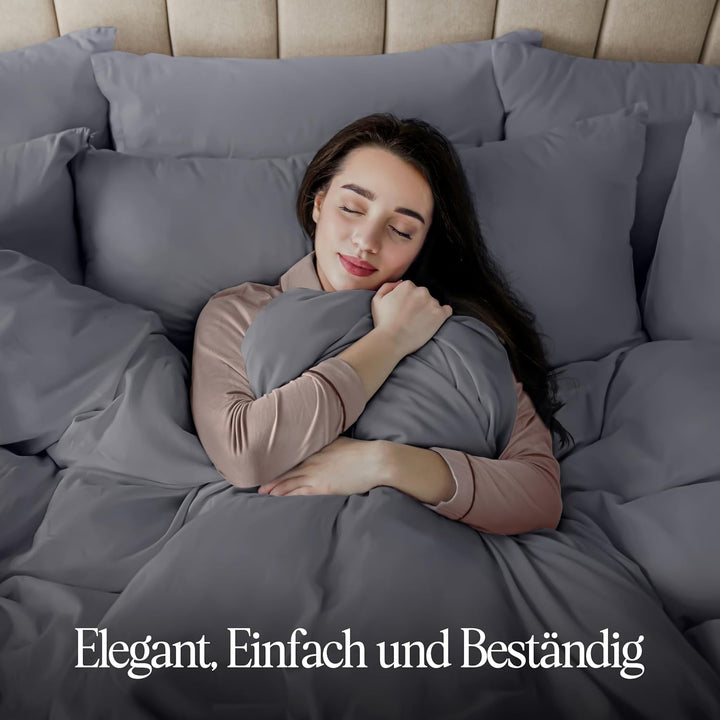 Utopia Bedding Bettwäsche Set - Mikrofaser Bettbezug 260x240 cm + 2 Kissenbezüge 65x65 cm - Grau 260