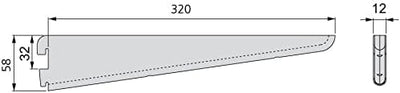 Emuca - Regalwinkel für Leistenprofil, doppelte Bohrung, Durchlass 32 mm 320mm, Set aus 20 Stück, We