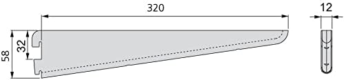 Emuca - Regalwinkel für Leistenprofil, doppelte Bohrung, Durchlass 32 mm 320mm, Set aus 20 Stück, We