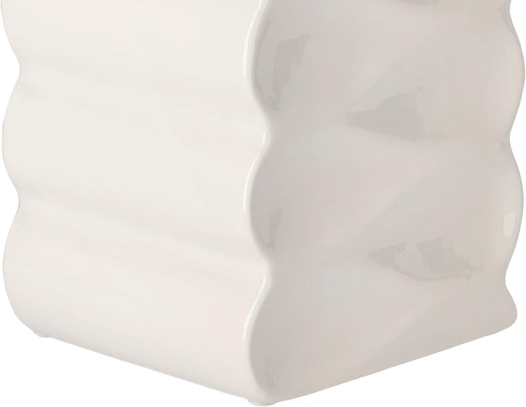 KOTARBAU® Blumentopf Blumenvase aus Keramik Meereswellen Glasiert 26 cm Weiss Höhe 26 cm Weiss, Höhe