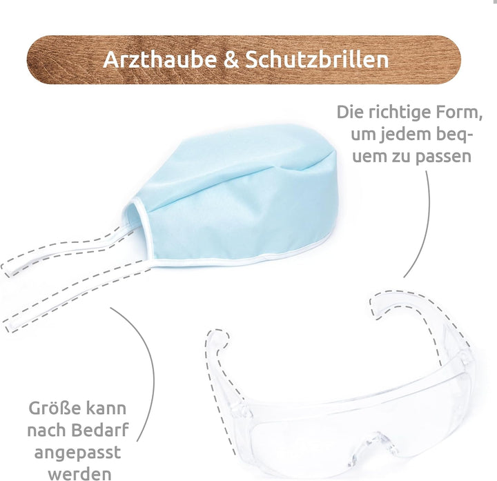UMU® Kinder Holz Wissenschaftslabor Spielset mit Mikroskop, Reagenzgläsern u. v. m., Doktor Spielzeu