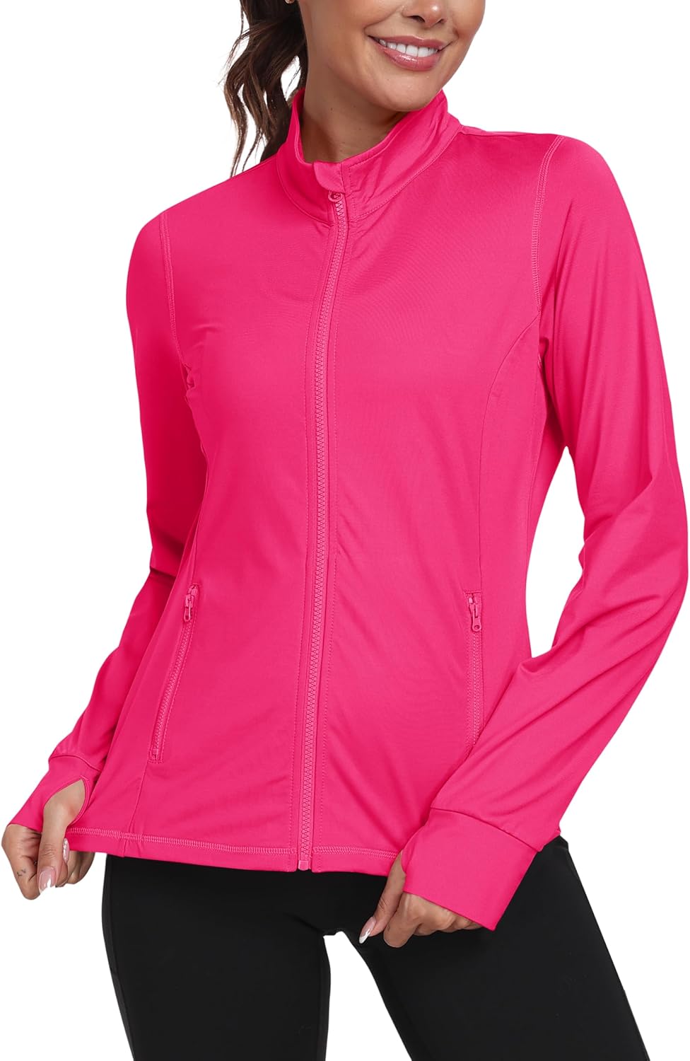 MoFiz Sportjacke Damen Leicht Trainingsjacke Mikrofleece Sweatjacke Wandershirt mit Reissverschluss