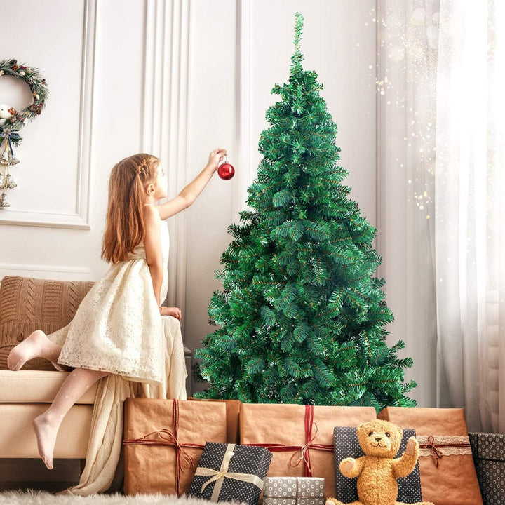 GOPLUS 150/180/210/240 cm Weihnachtsbaum weiss, PVC Künstlich Christbaum mit Metallständer, Weisser