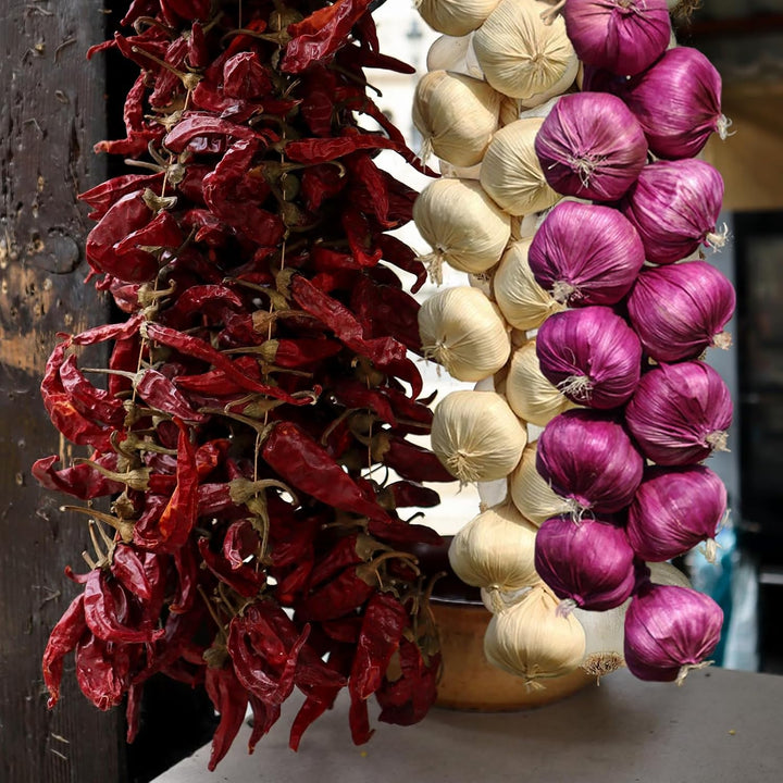 Tuxiaobu Künstliche Gemüse Knoblauch Zwiebel Schnüre Aesthetic Deko Obst, Faux Gemüse Kunst Früchte