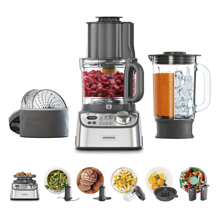 Kenwood MultiPro XL Weigh+ FDM72.990SS Kompakt-Küchenmaschine mit integrierter Waage & Timer, Expres