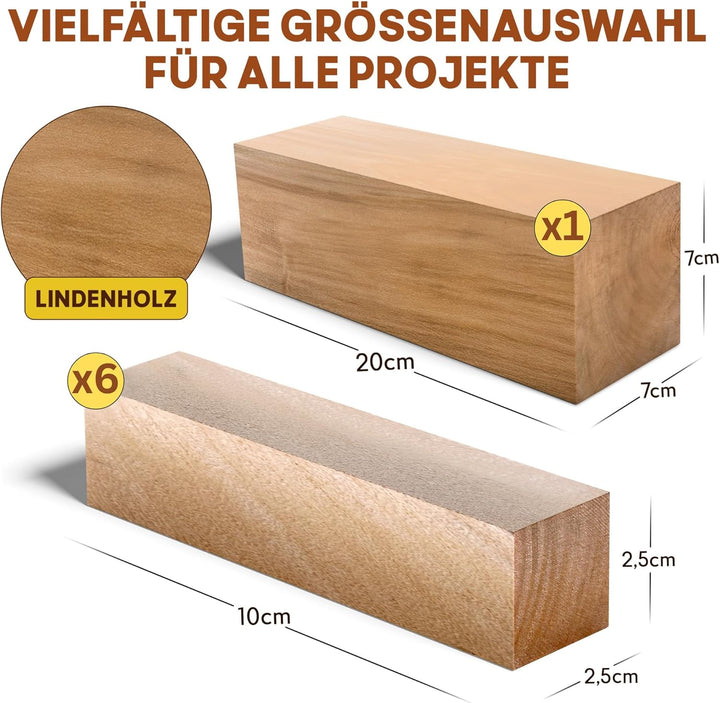 Eli® Schnitzholz Linde - grosses Set Holzblock - welches Lindenholz zum Schnitzen oder drechseln - S
