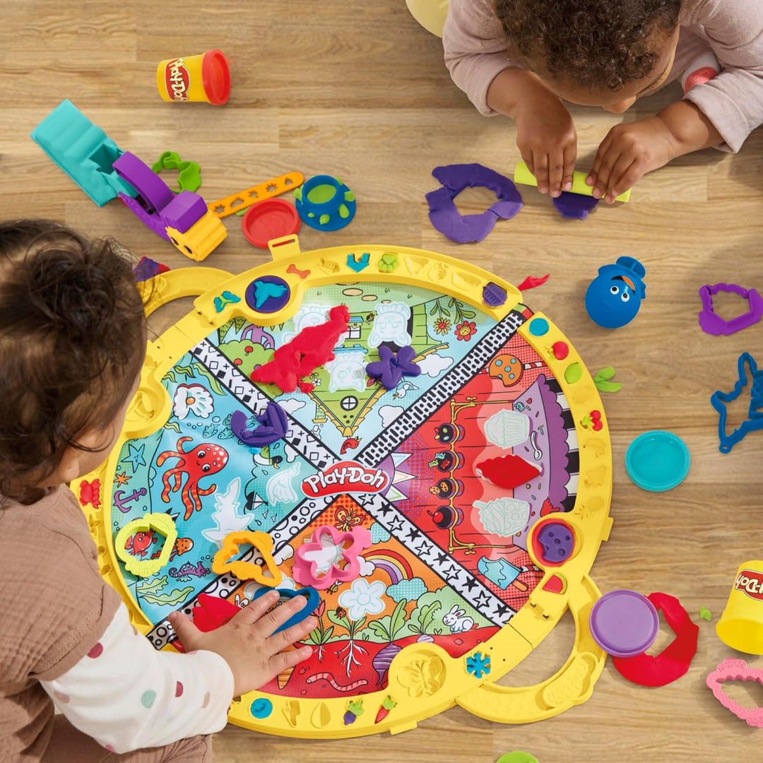 Play-Doh Knetmatte für unterwegs Knetunterlage Starters Spielset, Blau, Grün, Rot, Violett