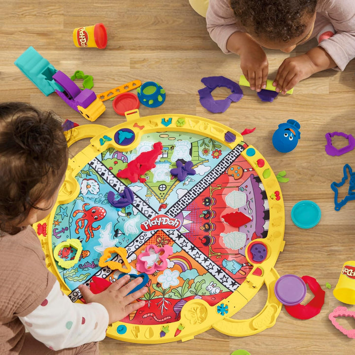 Play-Doh Knetmatte für unterwegs Knetunterlage Starters Spielset, Blau, Grün, Rot, Violett