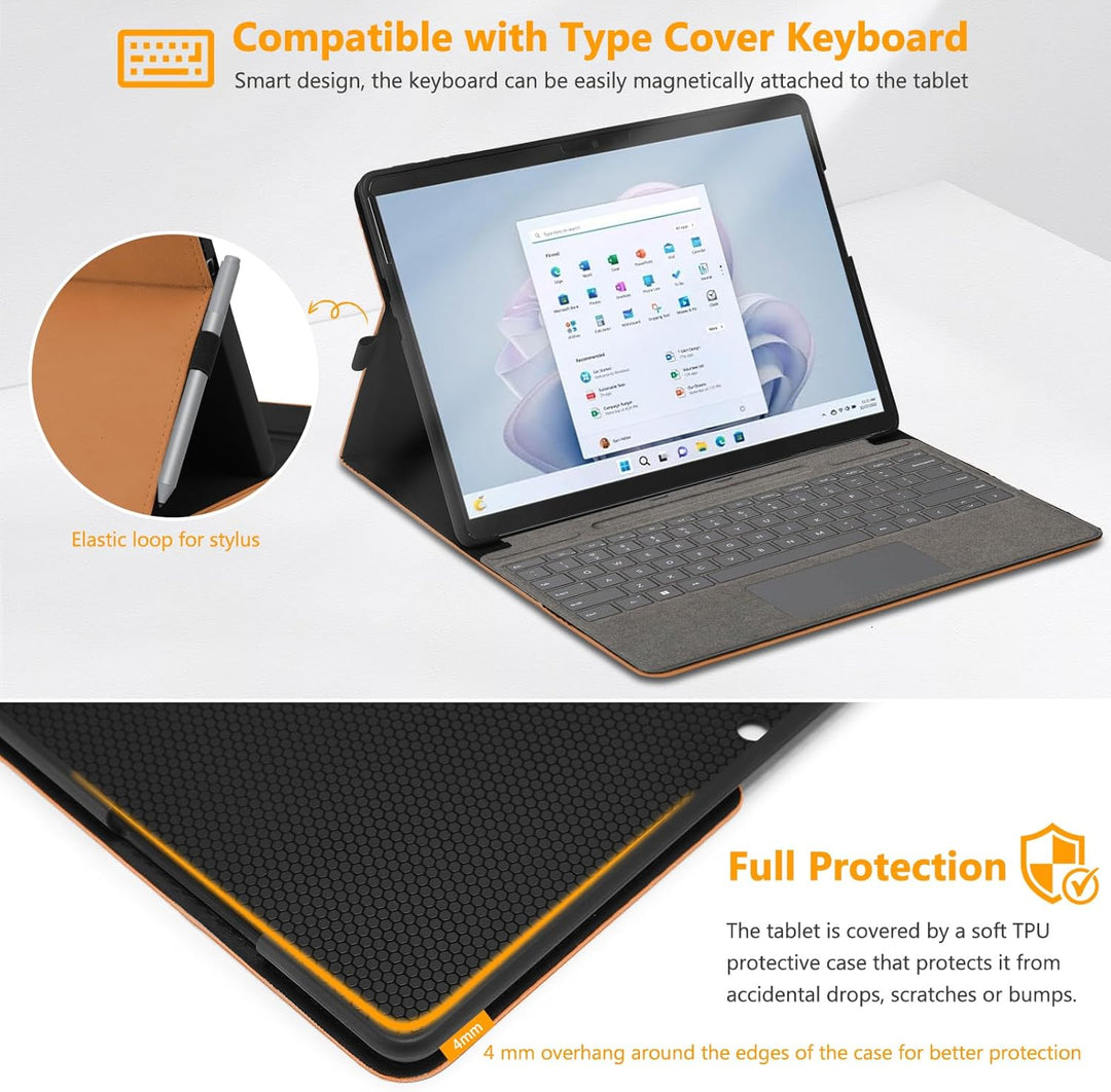 HYZUO Hülle für Surface Pro 11 2024, Surface Pro 10 2024, Surface Pro 9 2022, Mehrwinkelbetrachtung