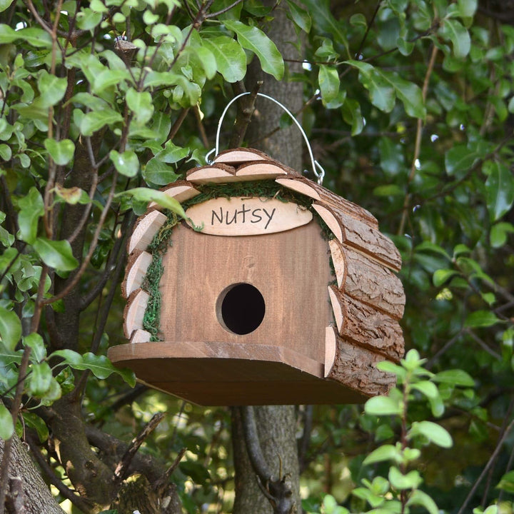 Ckb Ltd 2-in-1 Eichhörnchen-Futterstation / Vogel-Nisthaus zum Aufhängen, rustikal, natürlich, wette