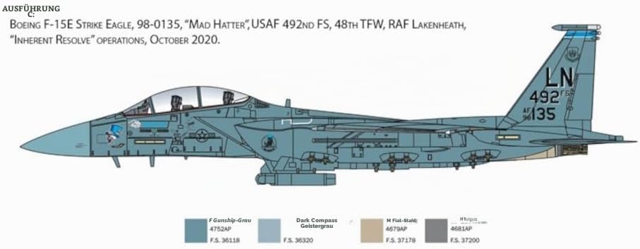 Italeri IT2803 2803 F-15E Strike Eagle, Massstab 1:48, Plastic Model Kit, Modell aus Kunststoff zum