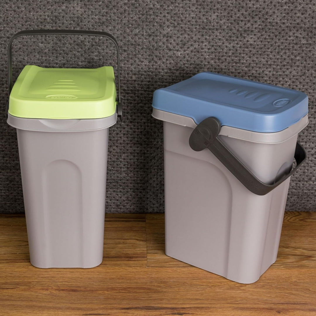 2x 7 Liter Windeleimer Geruchsdicht Blau und Grün, Biomülleimer Küche, Bio Mülleimer Klein verschlie