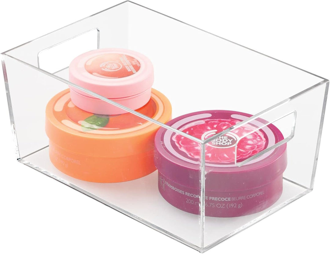 mDesign 2er-Set Ablagebox mit integrierten Griffen – transparente Aufbewahrungsbox mit ansprechendem