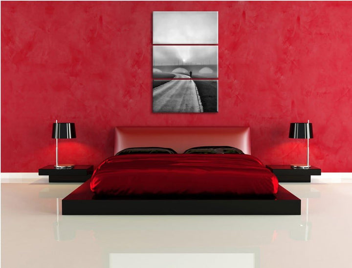 Pixxprint Läufer im Morgengrauen als Leinwandbild/Grösse: 3 Teilig (120x80) / Wandbild/Kunstdruck/fe