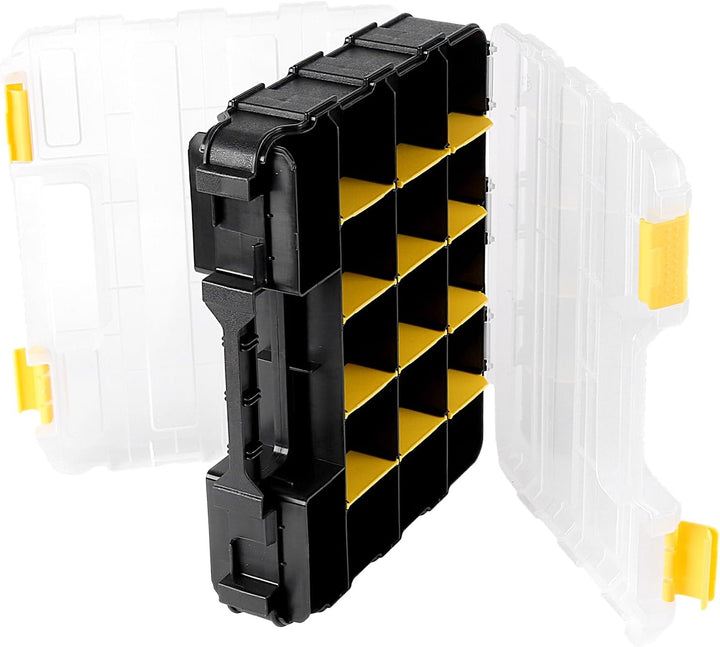 2 x Doppelseitige Hardware-Werkzeugkästen, Schraubensortierbox mit 34 Fächern, Kleinteile-Organizer