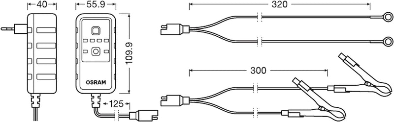 OSRAM BATTERYcharge 901, KFZ-Batteriewartungsgerät 6V & 12V, mobiles Batterieladegerät für Motorräde