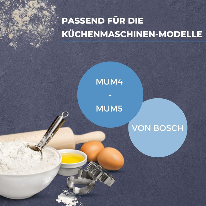 LICHTBLAU Knethaken mit Teigabweiser weiss für Küchenmaschine Bosch I Ersatz Knethaken passend für B