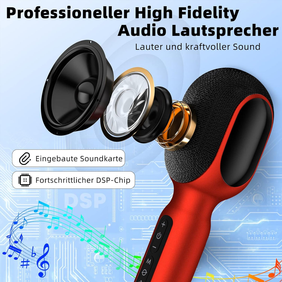 Karaoke Mikrofon, LED Drahtloses Bluetooth Mikrofon, Tragbare LED Kinder Karaoke Mikrofon mit Musik