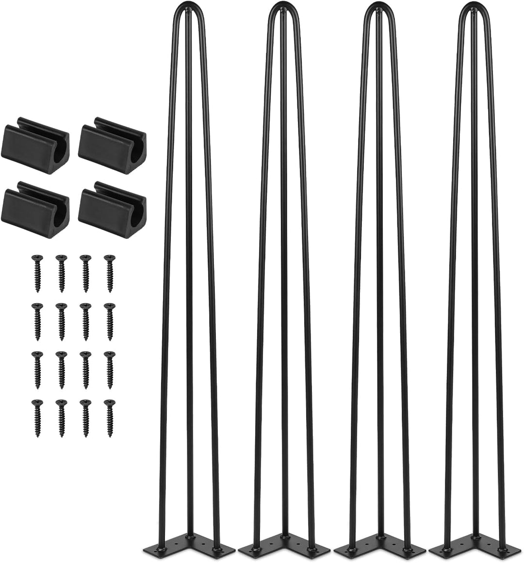 Jopassy 4er Set Haarnadel Tischbein Hairpin Legs, DIY Tischbeine mit Bodenschoner und Schrauben, Sch