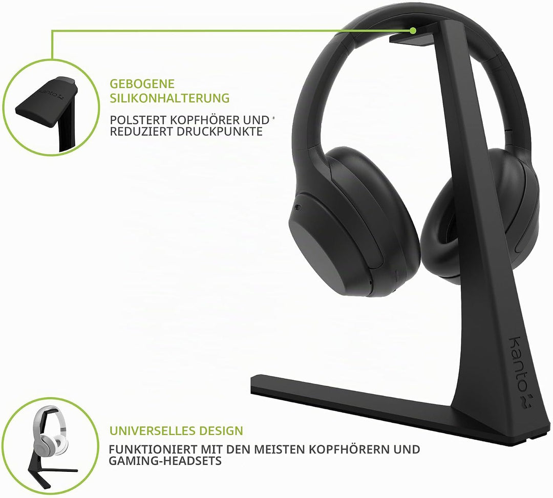 Kanto H3 Universal Desktop Headphone and Headset Stand with Silicone Padding & Adapter Holder | 9.9