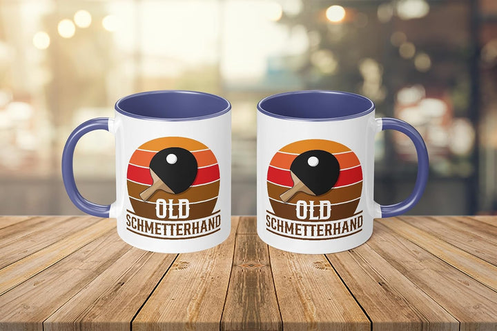 Lustige Tischtennis Tasse | Old Schmetterhand Retro Design | Geschenkidee für Ehemann, Vater, Opa Bl