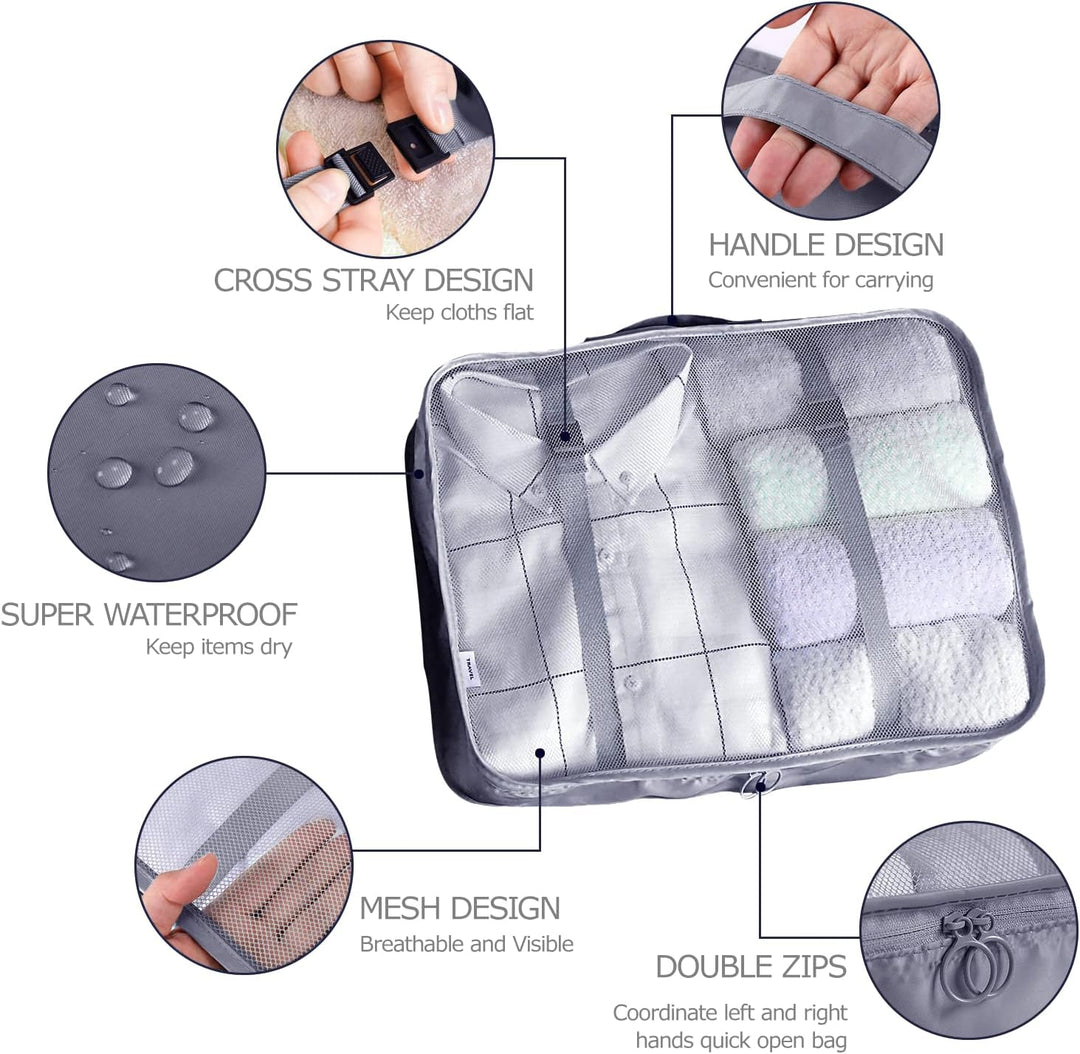 BillyBath Koffer Organizer set, Packing Cubes Kleidertaschen Schuhbeutel Reiseorganizer Packwürfel K