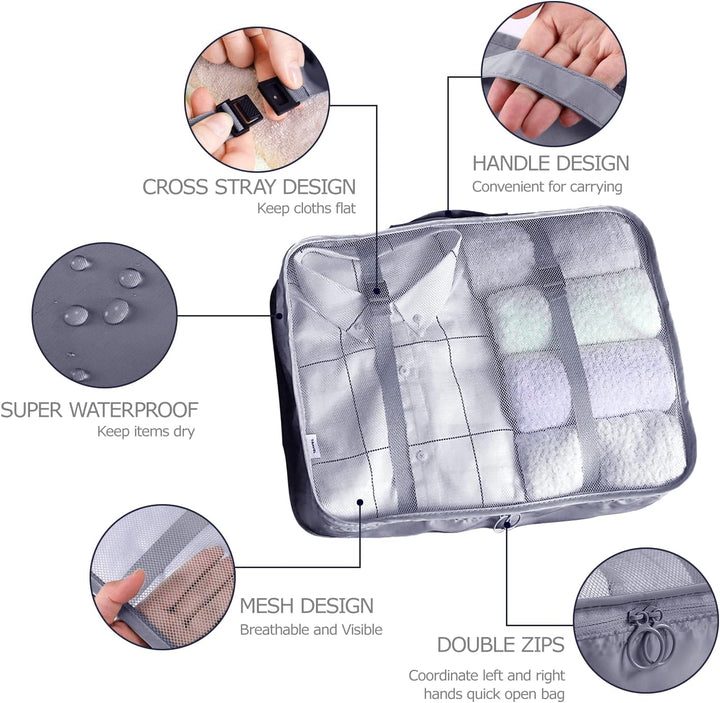 BillyBath Koffer Organizer set, Packing Cubes Kleidertaschen Schuhbeutel Reiseorganizer Packwürfel K